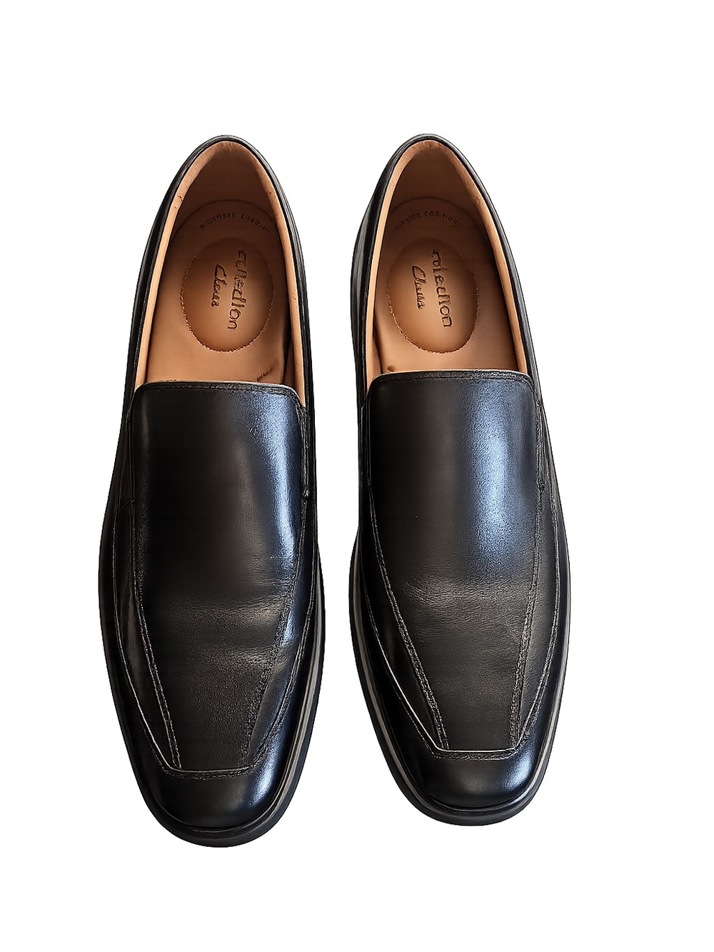Men’s Black Leather Slip-On Loafers Size 11.5 Classic Dress Shoes Comfort Style - Picture 2 of 11